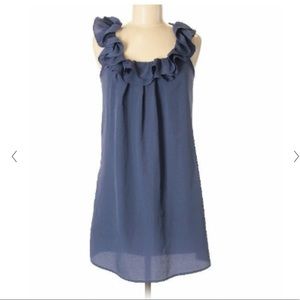❤️ Pins And Needles Ruffled Mini Slip Dress Dusty Blue Purple